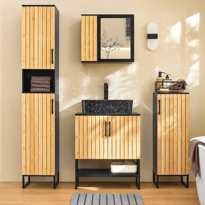 SoBuy | Waschbeckenunterschrank | Badezimmerschrank 60 cm breit | Schwarz | BZR202-SCH