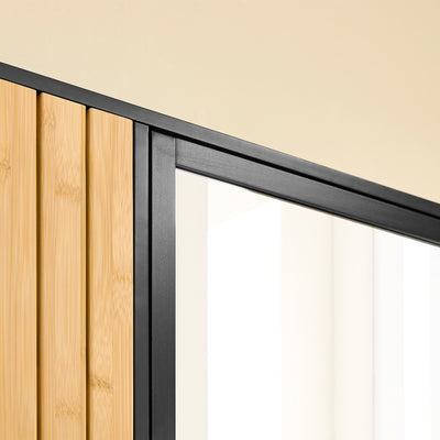 SoBuy | Badezimmerschrank hängend | mit Spiegel und seitlichen Fächern | 50x20x45cm | Schwarz | BZR204-SCH