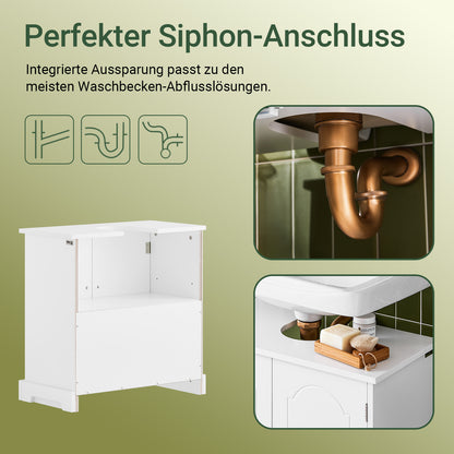 SoBuy | Waschbeckenunterschrank 60 cm | Badezimmerschrank Weiß | MDF | BZR205-W