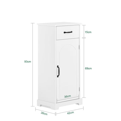 SoBuy | Badezimmerschrank | Schmaler Badschrank mit verstellbaren | Weiß | 42x30x93cm | BZR207-W