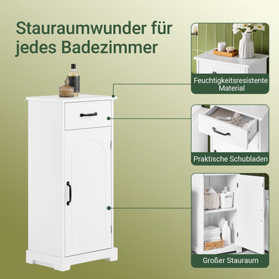 SoBuy | Badezimmerschrank | Schmaler Badschrank mit verstellbaren | Weiß | 42x30x93cm | BZR207-W