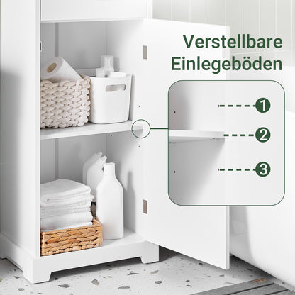 SoBuy | Badezimmerschrank | Schmaler Badschrank mit verstellbaren | Weiß | 42x30x93cm | BZR207-W