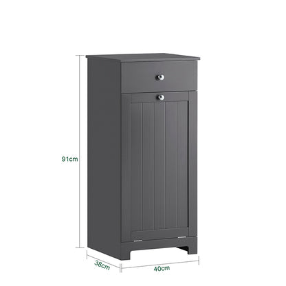 SoBuy | Wäscheschrank mit Wäschesack | Wäschesammler | Wäschekorb Dunkelgrau | BZR21-DG