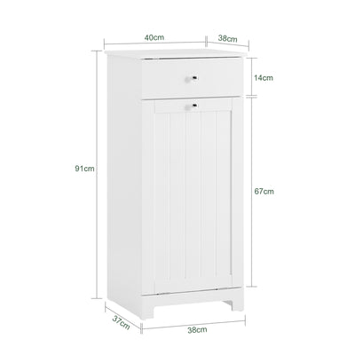 SoBuy | Wäscheschrank | mit Wäschesack | Wäschesammler | Wäschekorb Weiß | BZR21-II-W