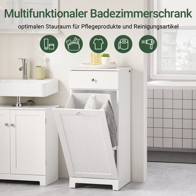 SoBuy | Wäscheschrank | mit Wäschesack | Wäschesammler | Wäschekorb Weiß | BZR21-II-W