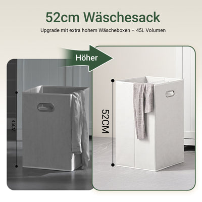 SoBuy | Wäscheschrank | mit Wäschesack | Wäschesammler | Wäschekorb Weiß | BZR21-II-W