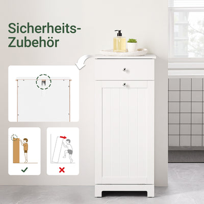 SoBuy | Wäscheschrank | mit Wäschesack | Wäschesammler | Wäschekorb Weiß | BZR21-II-W