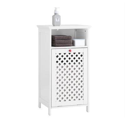 SoBuy | Badezimmerschrank | mit Wäschekorb & Offenem Fach | Wäschesammler | Weiß | BZR211-W
