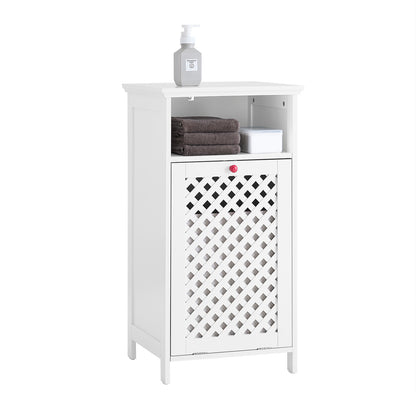 SoBuy | Badezimmerschrank | mit Wäschekorb & Offenem Fach | Wäschesammler | Weiß | BZR211-W