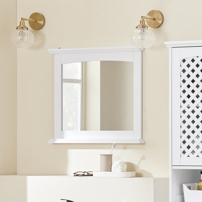 SoBuy | Badspiegel mit Ablage | Wandspiegel | Spiegel Weiß | BZR212-W