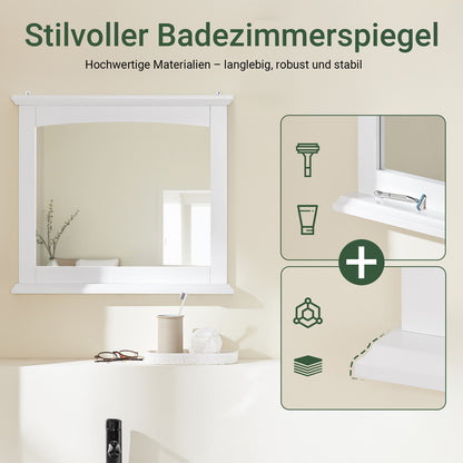 SoBuy | Badspiegel mit Ablage | Wandspiegel | Spiegel Weiß | BZR212-W