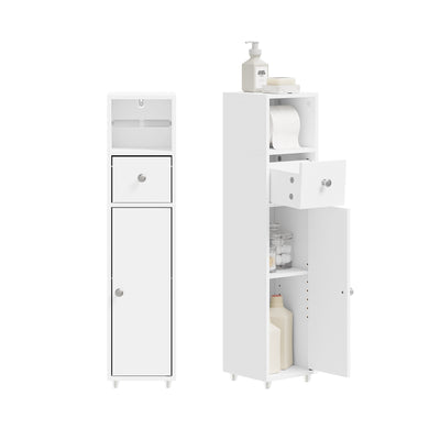 SoBuy | Badschrank Schmal 20cm | Toilettenpapierschrank mit Schublade Weiß | BZR219-W