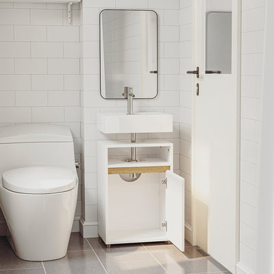 SoBuy Waschbeckenunterschrank Weiß mit offenem Fach Push-Open 40×36×60 cm BZR222-W