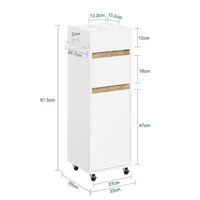 SoBuy | Badezimmer Hochschrank | Badezimmerschrank schmal Nischenregal Weiß | White | BZR225-WN