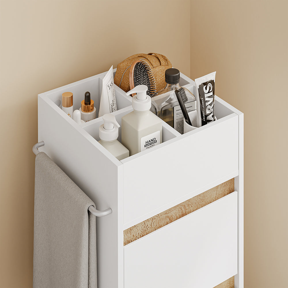 SoBuy | Badezimmer Hochschrank | Badezimmerschrank schmal Nischenregal Weiß | White | BZR225-WN