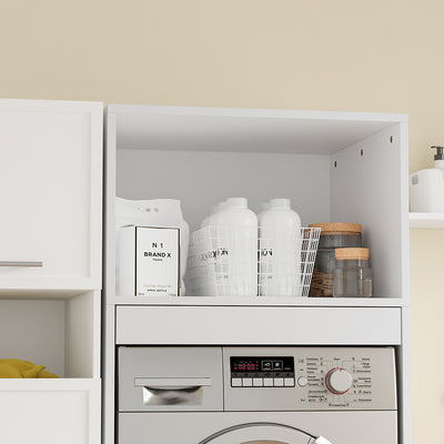 SoBuy | Waschmaschinenregal | Waschmaschinenumbauschrank mit Türen & | White | BZR230-W
