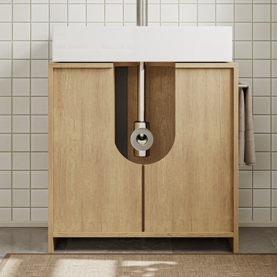 SoBuy Waschbeckenunterschrank Unterschrank für Aufsatzwaschbecken Helle Eiche BZR235-N