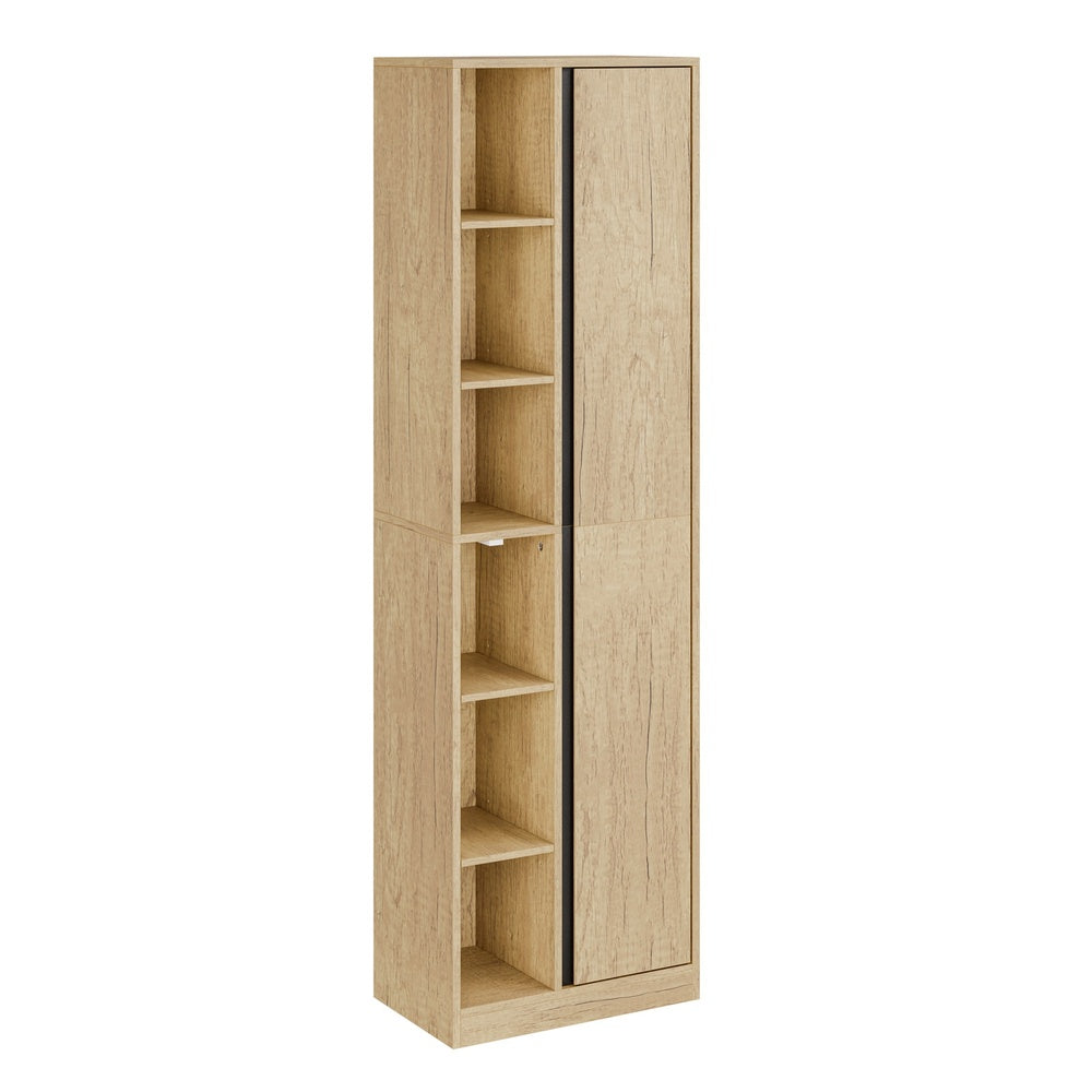 SoBuy Hochschrank Badezimmerschrank schmal in Light Oak Helle Eiche BZR237-E-N