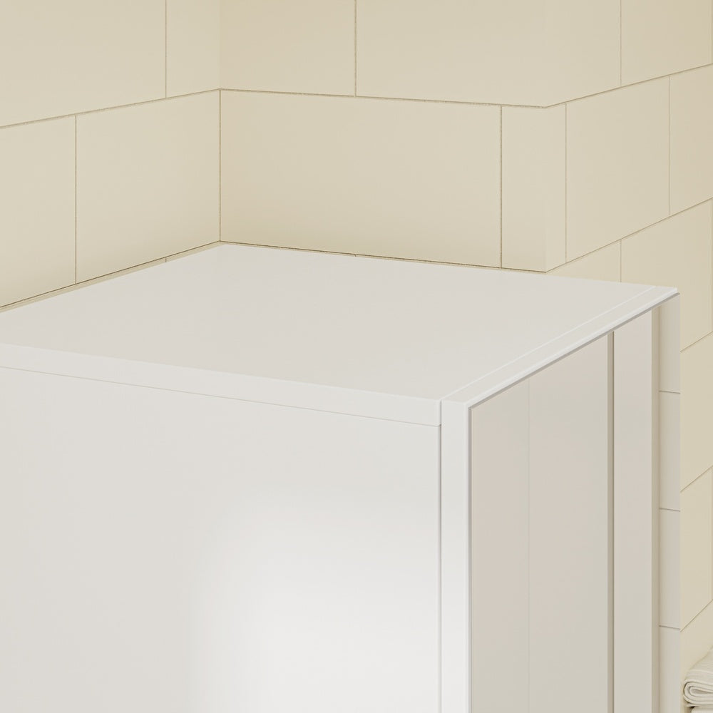SoBuy | Badezimmer Hochschrank | Badezimmerschrank schmal mit Spiegeltür und | White | BZR240-E-W