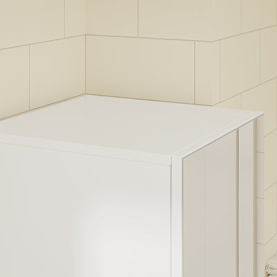 SoBuy | Badezimmer Hochschrank | Badezimmerschrank schmal mit Spiegeltür und | White | BZR240-E-W