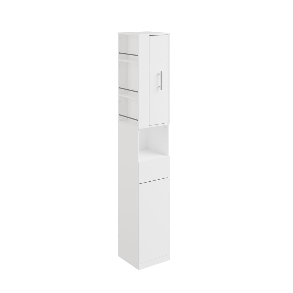 SoBuy Badezimmer Hochschrank Badhochschrank schmal in Weiß mit 2 Schubladen 30×30×180 cm BZR242-W