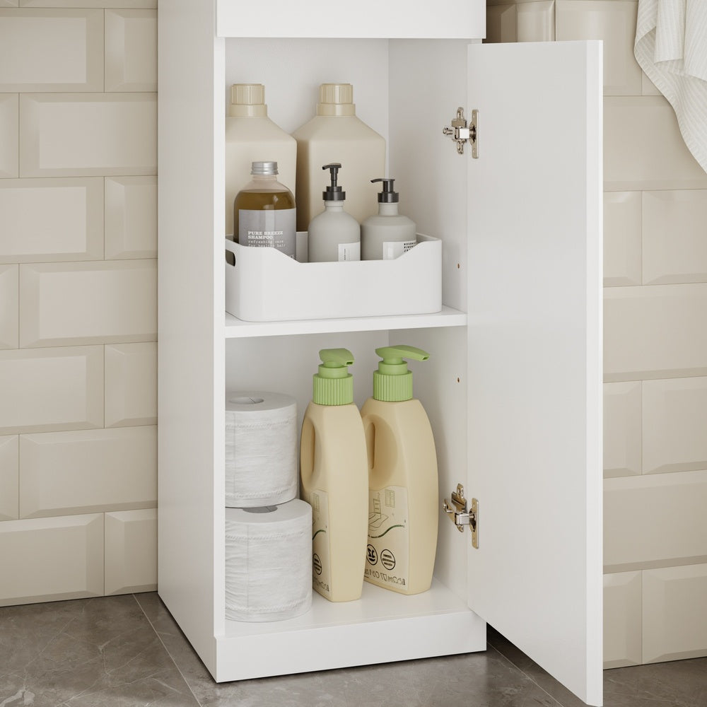 SoBuy Badezimmer Hochschrank Badhochschrank schmal in Weiß mit 2 Schubladen 30×30×180 cm BZR242-W