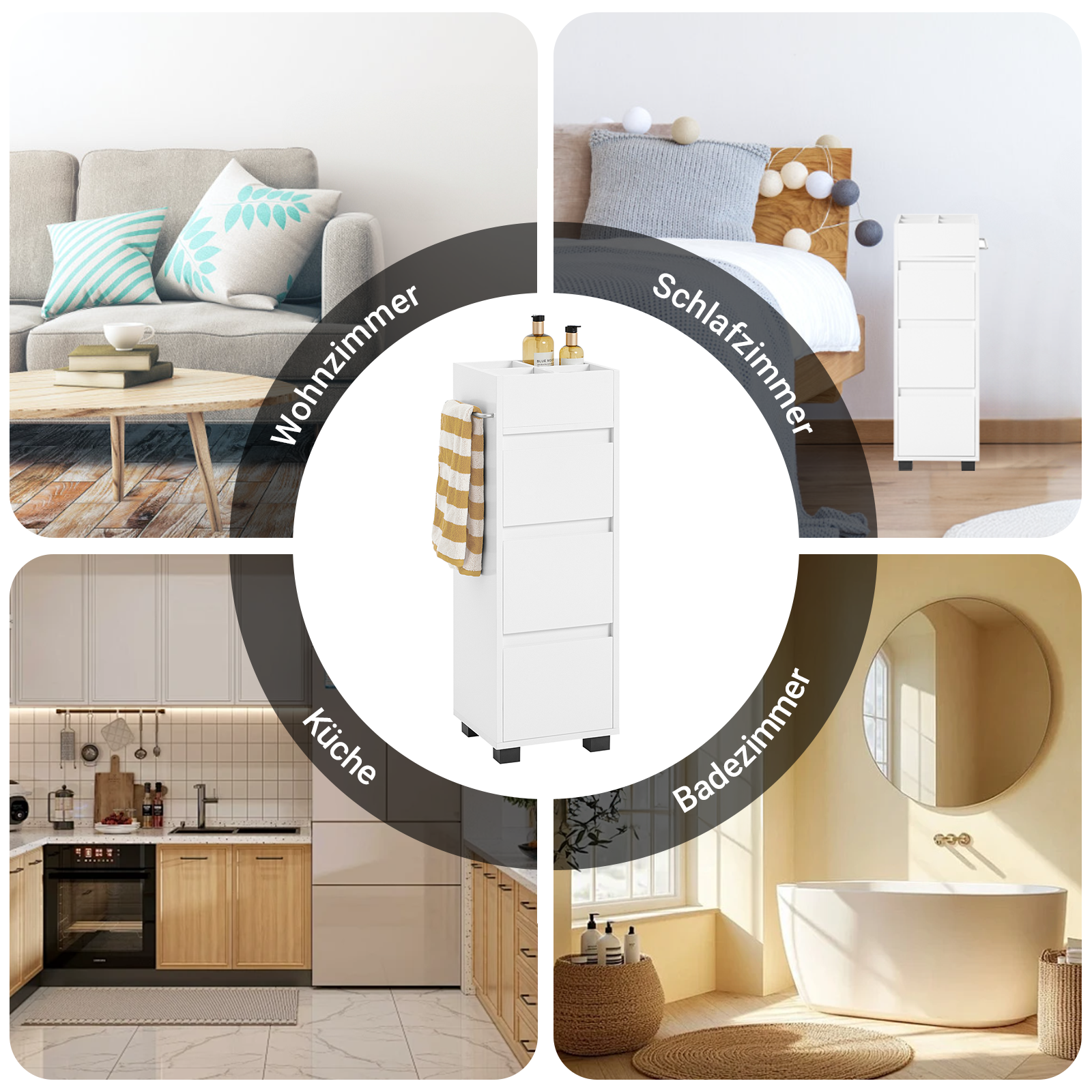 SoBuy | Badezimmerschrank | Badkommode | Midischrank Weiß | BZR29-W