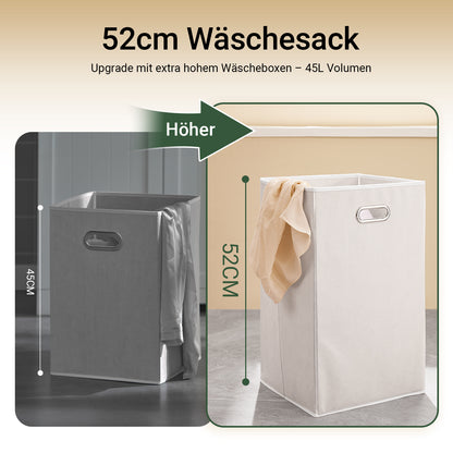 SoBuy | Wäscheschrank mit 2 Wäschesäcke | Wäschesammler | Wäschekorb | Schwarz | BZR33-II-SCH