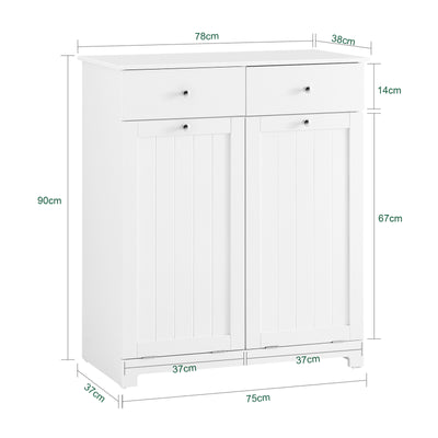 SoBuy | Wäscheschrank mit 2 Wäschesäcke | Wäschesammler | Wäschekorb Weiß | BZR33-II-W