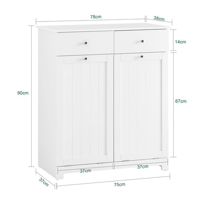 SoBuy | Wäscheschrank mit 2 Wäschesäcke | Wäschesammler | Wäschekorb Weiß | BZR33-II-W