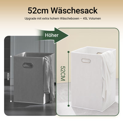 SoBuy | Wäscheschrank mit 2 Wäschesäcke | Wäschesammler | Wäschekorb Weiß | BZR33-II-W
