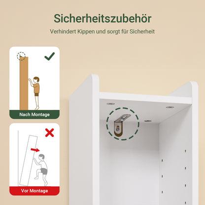 SoBuy | Bad Hochschrank mit Verstellbare Ablagen schmal | Weiß | 20x145x20cm | BZR34-K-W