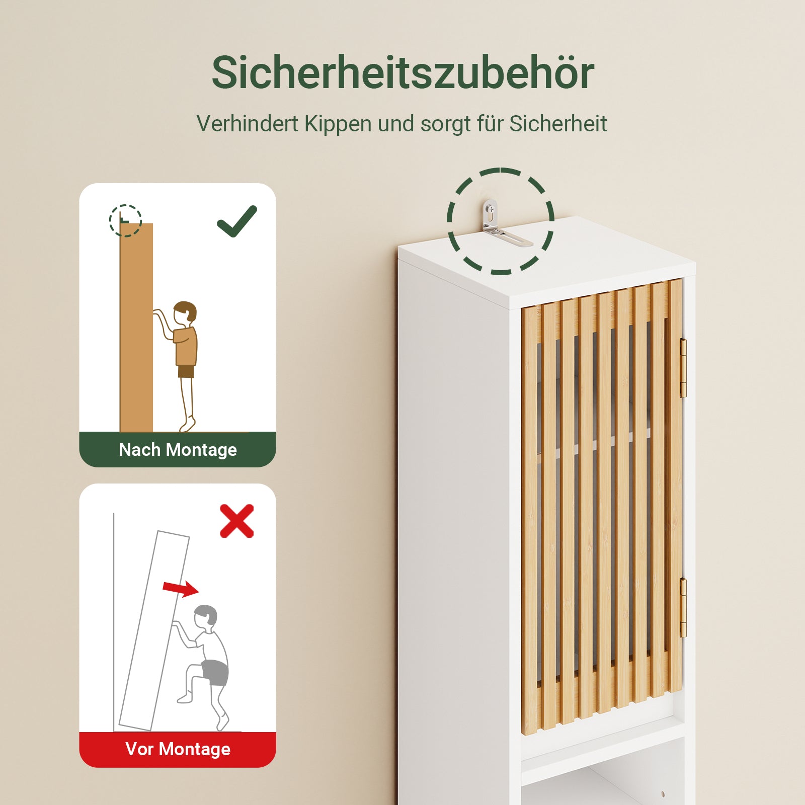 SoBuy Bad Hochschrank mit Verstellbare Ablagen | schmal Weiß 20x180x20cm BZR34-BW