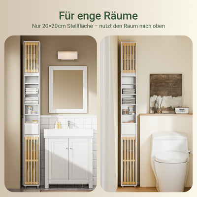 SoBuy Bad Hochschrank mit Verstellbare Ablagen | schmal Weiß 20x180x20cm BZR34-BW
