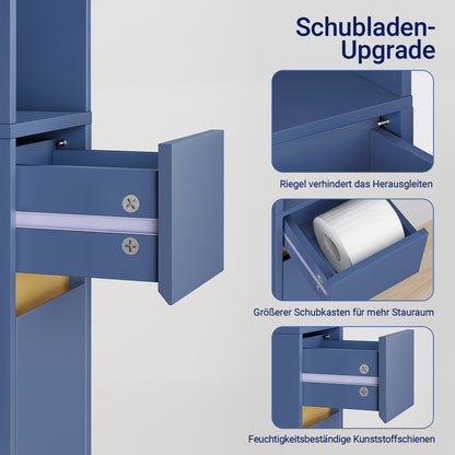SoBuy Bad Hochschrank mit Verstellbare Ablagen schmal Blau 20x180x20cm BZR34-II-B