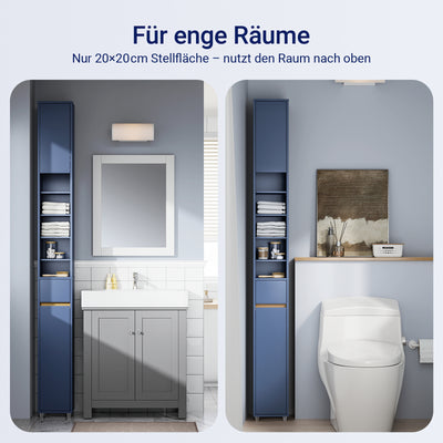 Vorverkauf | SoBuy Bad Hochschrank mit Verstellbare Ablagen schmal Blau 20x180x20cm BZR34-II-B