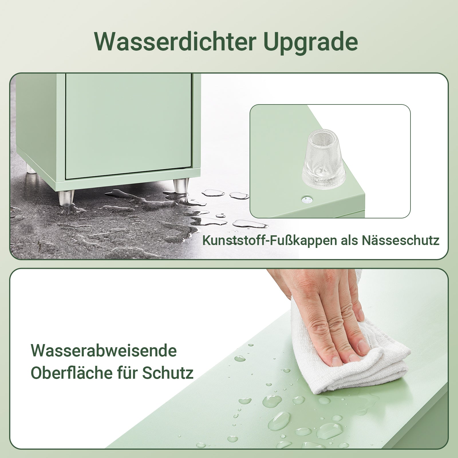 SoBuy | Badezimmer Hochschrank Schmal | mit Verstellbare Ablagen | Hellgrün | 20x180x20cm BZR34-II-GR