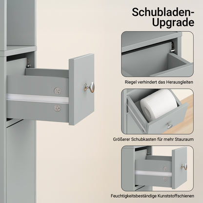 SoBuy | Bad Hochschrank | mit Verstellbare Ablagen schmal | Hellgrau | 20x180x20cm | BZR34-II-HG