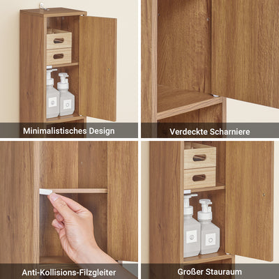 SoBuy | Badzimmerschrank Schmal | mit Verstellbare Ablagen | Vintage 20x180x20cm BZR34-II-PF