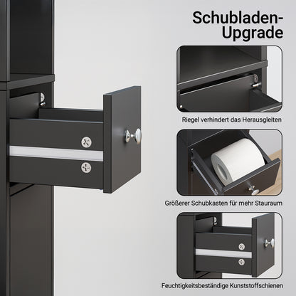 SoBuy | Bad Hochschrank | mit Verstellbare Ablagen schmal | Schwarz | 20x180x20cm | BZR34-II-SCH