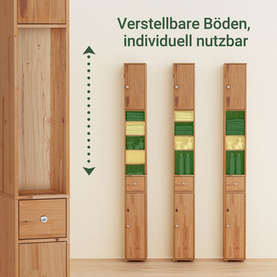 SoBuy | Bad Hochschrank | mit Verstellbare Ablagen schmal Zedernholz | 20x180x20cm | BZR34-II-SH