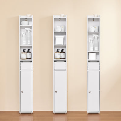 SoBuy | Bad Hochschrank mit Verstellbare Ablagen schmal | Weiß | 20x145x20cm | BZR34-K-W