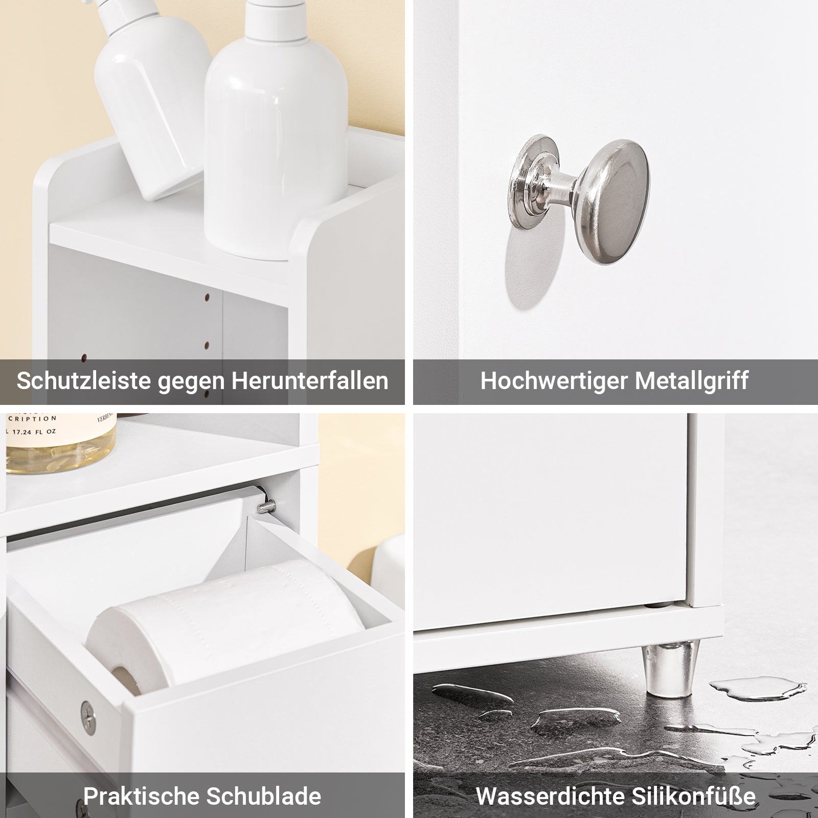 SoBuy | Bad Hochschrank mit Verstellbare Ablagen schmal | Weiß | 20x145x20cm | BZR34-K-W