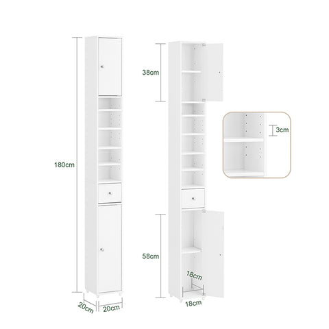 SoBuy | Bad Hochschrank | Badschrank | Badregal Weiß | BZR34-W