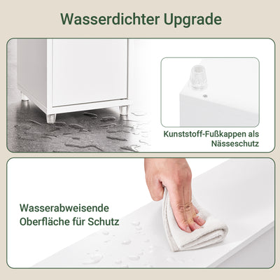 SoBuy | Bad Hochschrank Schmal 20cm | 5 Fächer & Schublade | Weiß-Natur BZR34-WN