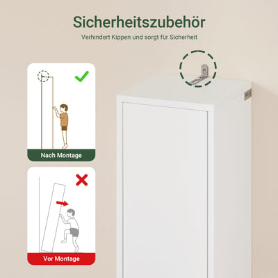 SoBuy | Bad Hochschrank Schmal 20cm | 5 Fächer & Schublade | Weiß-Natur BZR34-WN