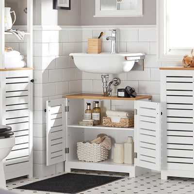 SoBuy | Waschbeckenunterschrank | Badezimmerunterschrank Weiß | BZR40-W