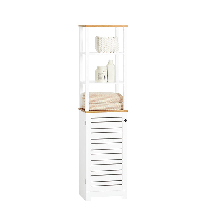 SoBuy | Bad Hochschrank | Badschrank Weiß | Badezimmermöbel | BZR43-W