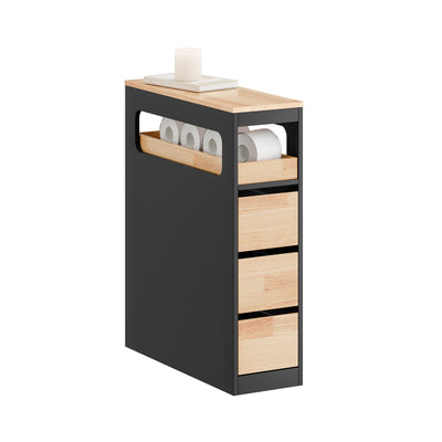 SoBuy | Nischenregal mit 3 Schubladen | Küchenregal schmales | Schwarz | BZR54-II-SCH