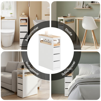 SoBuy Badezimmerschrank Schmal mit 3 Schubladen Weiß | BZR54-II-W